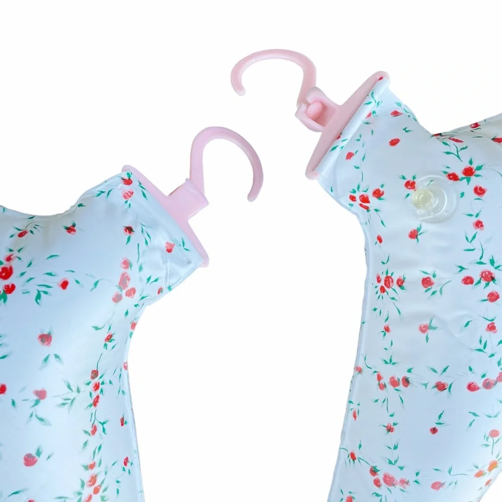 Vintage Cottagecore Inflatable Hangers 60s Poppy Rose Dainty Floral White Pink